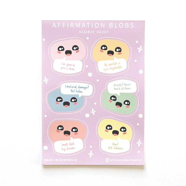 Affirmation Blobs Sticker Sheet
