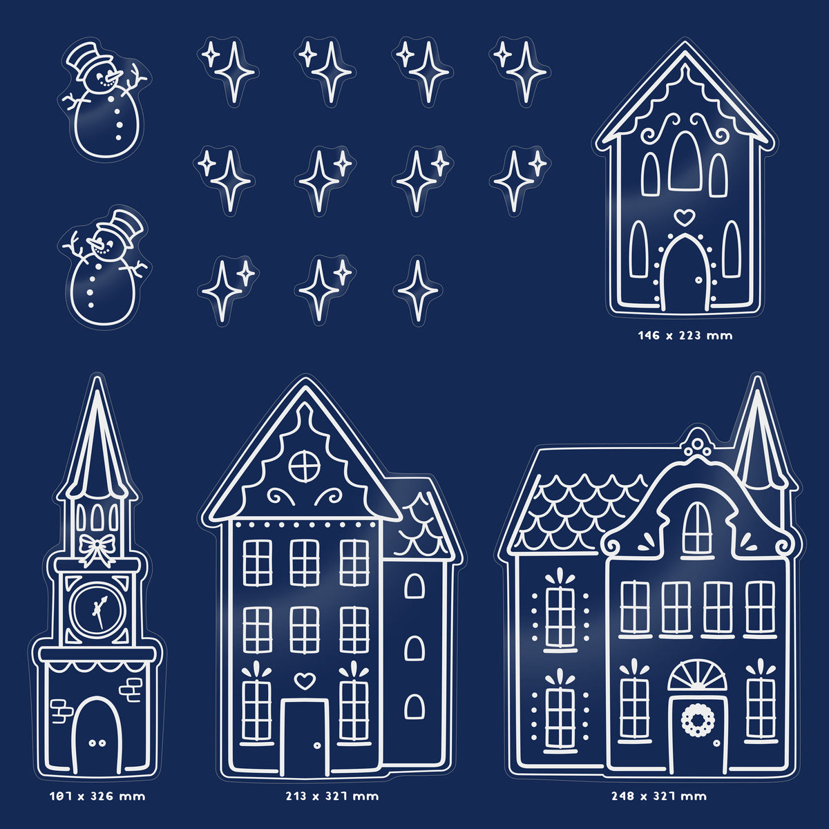 17pc. Snowman & Stars Christmas Window Cling Stickers