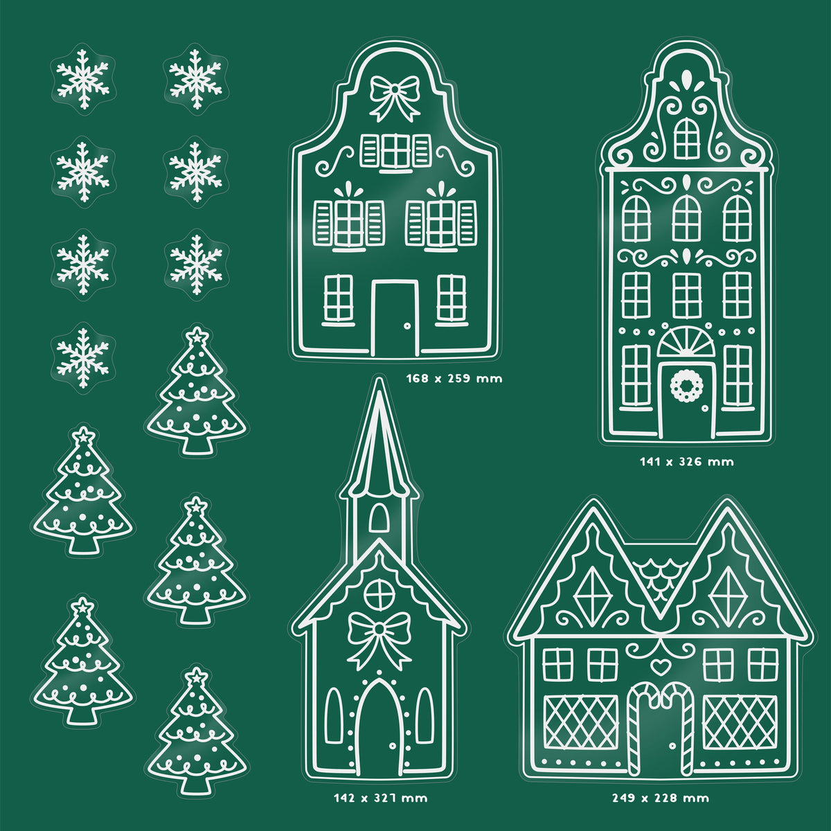 16pc. Trees & Snowflakes Christmas Window Cling Stickers