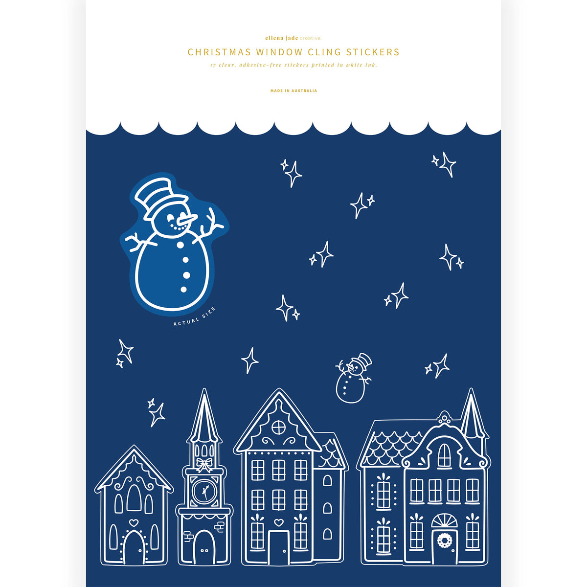 17pc. Snowman & Stars Christmas Window Cling Stickers