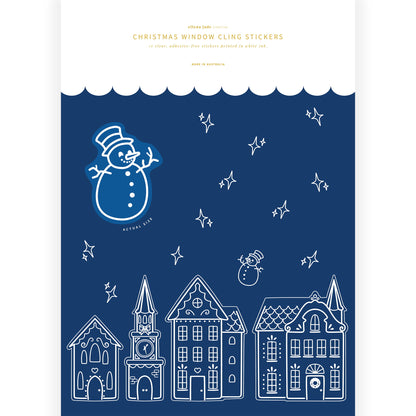 17pc. Snowman & Stars Christmas Window Cling Stickers