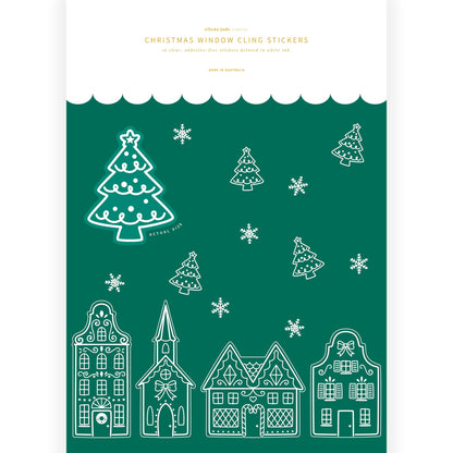 16pc. Trees & Snowflakes Christmas Window Cling Stickers