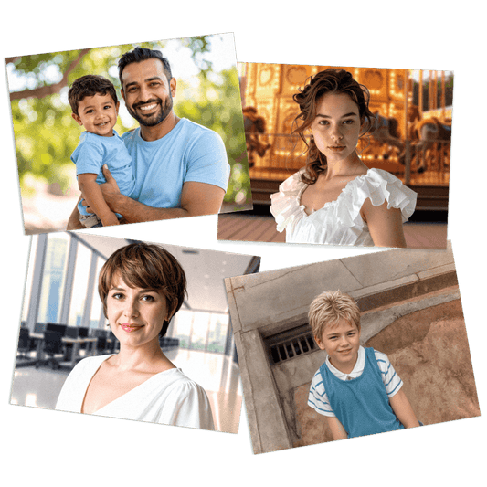 Collage of four photos featuring people in various settings.